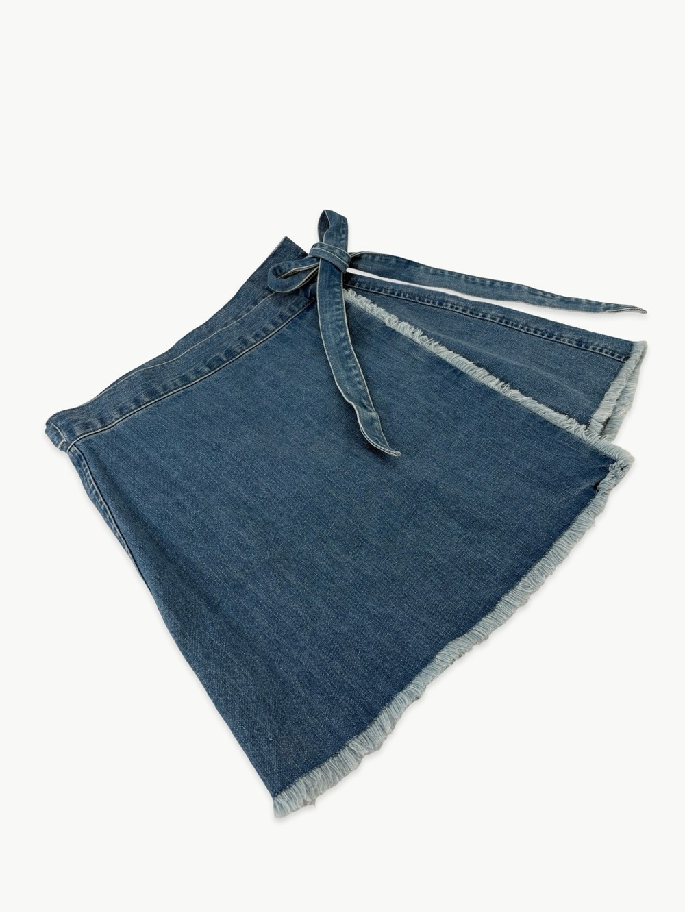 Madewell Raw-Hem Mini Wrap Jean Skirt Size 6 Cardiff Wash Denim 100% Cotton - Picture 12 of 13
